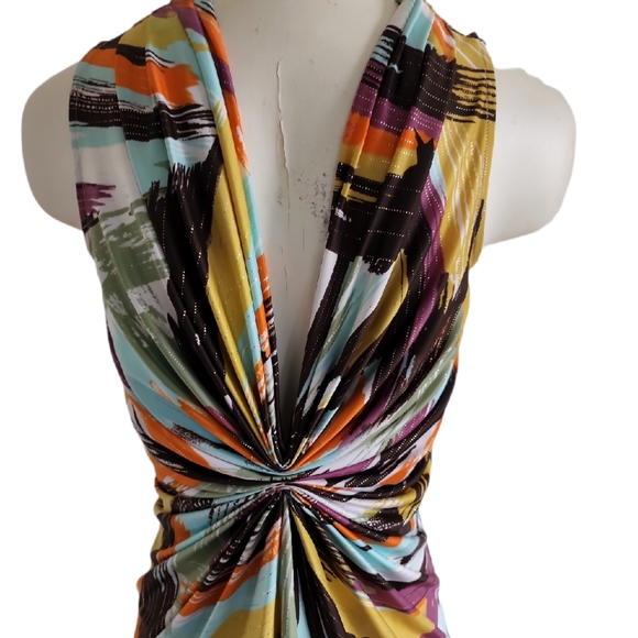 Hot and Delicious Women's Colorful Deep V Neckline Dress Size Medium - Picture 4 of 11